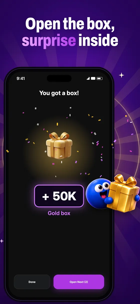 Open the box, surprise inside